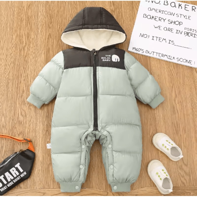 Girls Plush Hooded Ski Snowsuit Thick Warm Winter Jumpsuit For Babies 7
