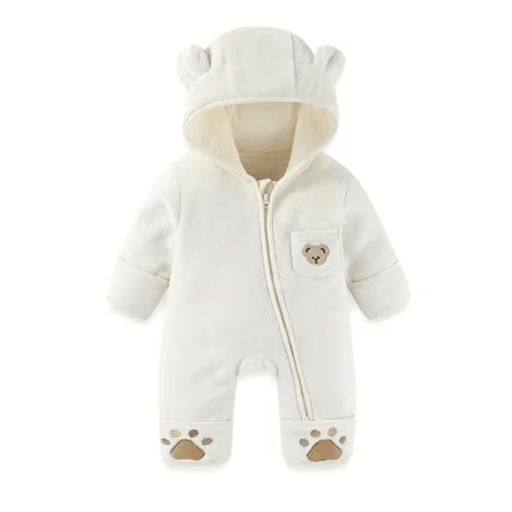 Bear Ear Hooded Baby Winter Romper Fleece Warm Onesie For Newborns 2
