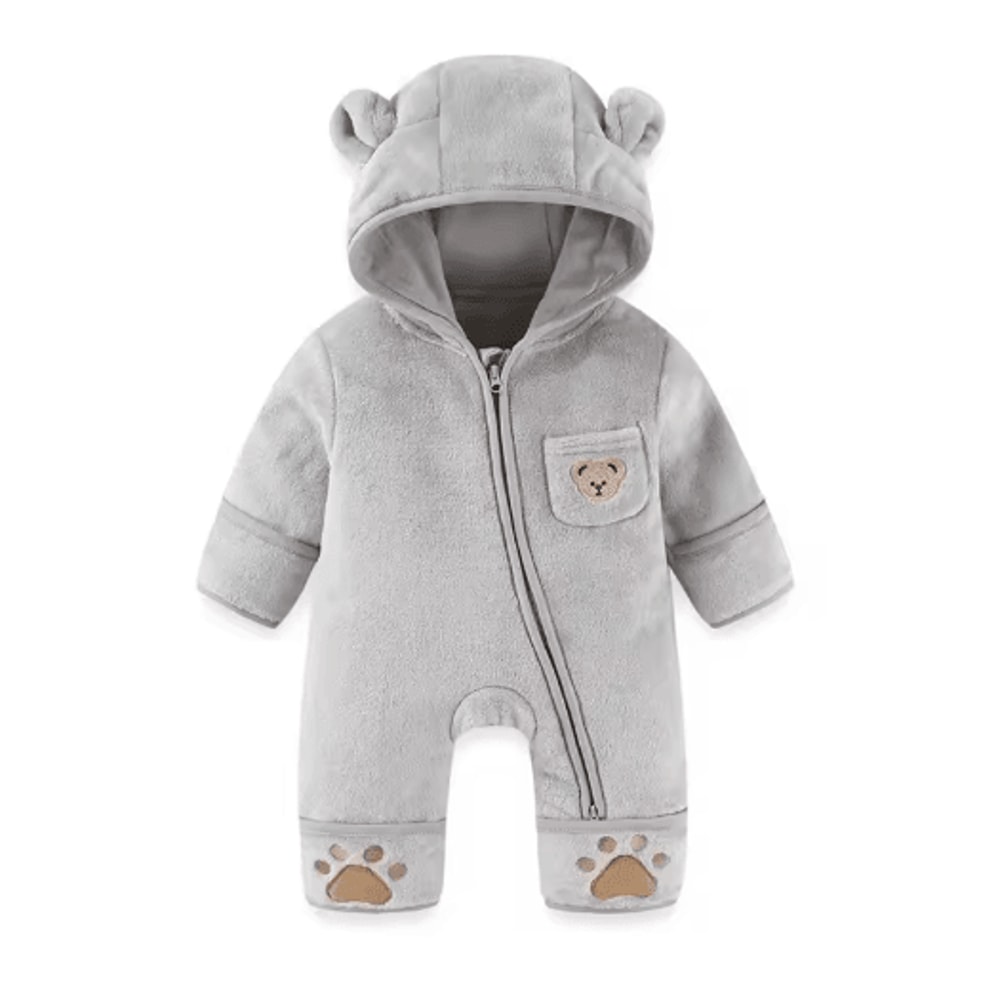 Bear Ear Hooded Baby Winter Romper Fleece Warm Onesie For Newborns 4