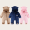 Bear Ear Hooded Baby Winter Romper Fleece Warm Onesie For Newborns 6