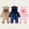 Bear Ear Hooded Baby Winter Romper Fleece Warm Onesie For Newborns 6