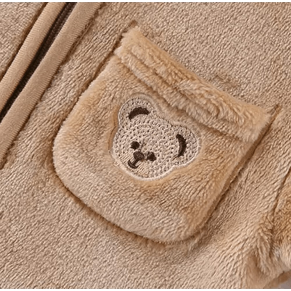 Bear Ear Hooded Baby Winter Romper Fleece Warm Onesie For Newborns 7