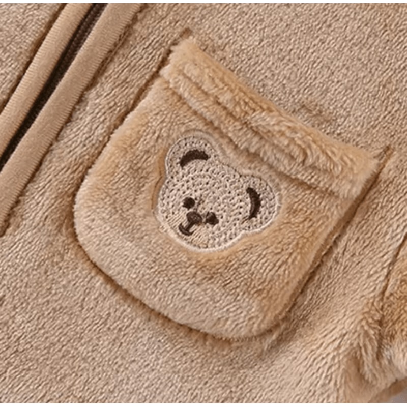 Bear Ear Hooded Baby Winter Romper Fleece Warm Onesie For Newborns 7