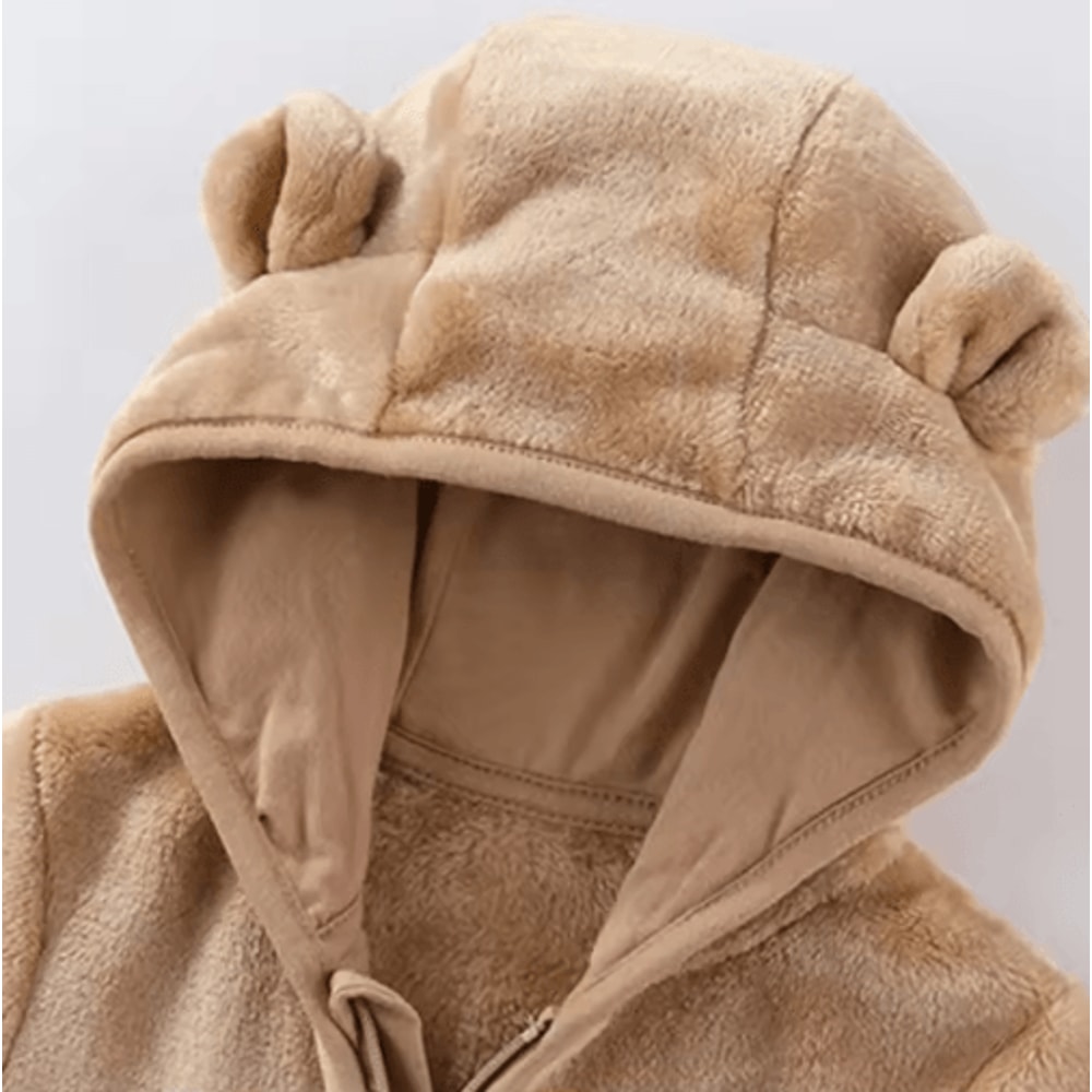 Bear Ear Hooded Baby Winter Romper Fleece Warm Onesie For Newborns 8