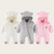 Bear Ear Hooded Baby Winter Romper Fleece Warm Onesie For Newborns 9