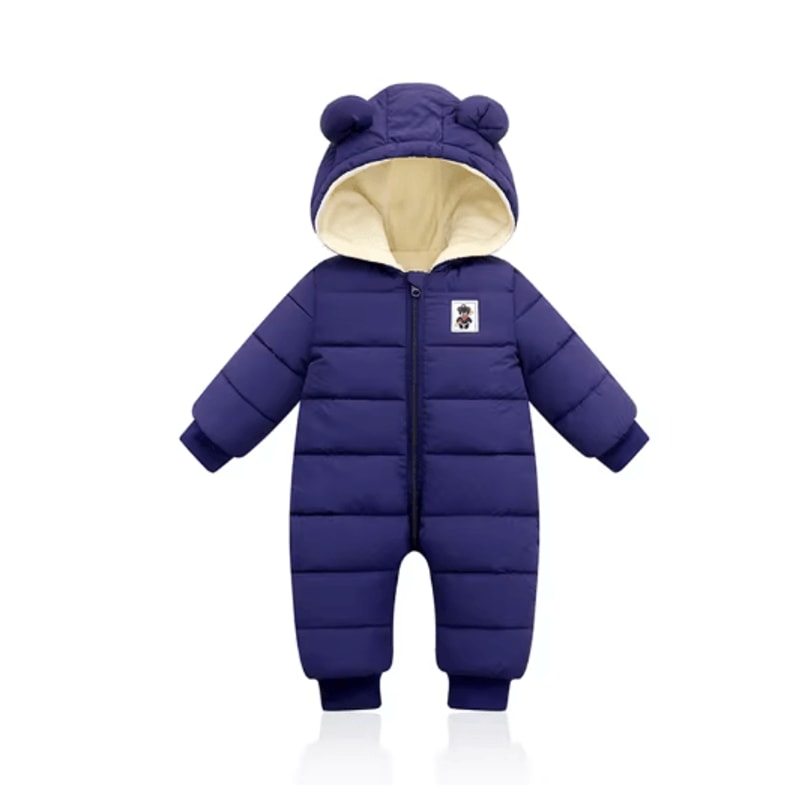 2025 Plush Hooded Baby Snowsuit Cartoon Fleece Winter Romper For Infants 2