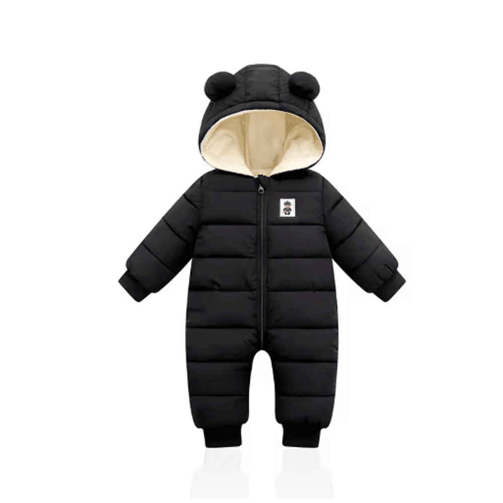 2025 Plush Hooded Baby Snowsuit Cartoon Fleece Winter Romper For Infants 3