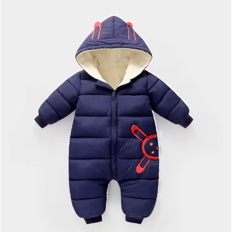 2025 Plush Hooded Baby Snowsuit Cartoon Fleece Winter Romper For Infants 5