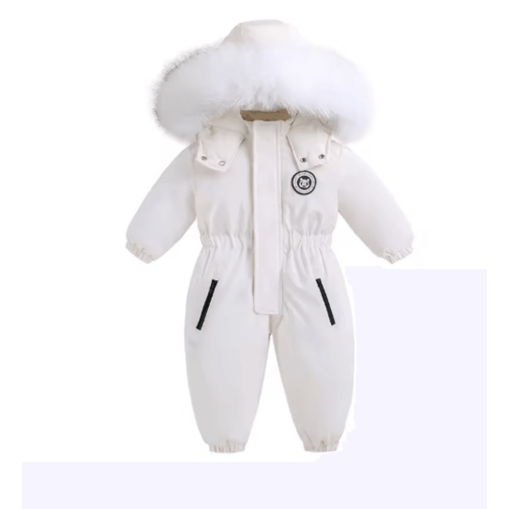 30C Thermal Baby Snowsuit Plush Fleece Winter Jumpsuit For Kids 2