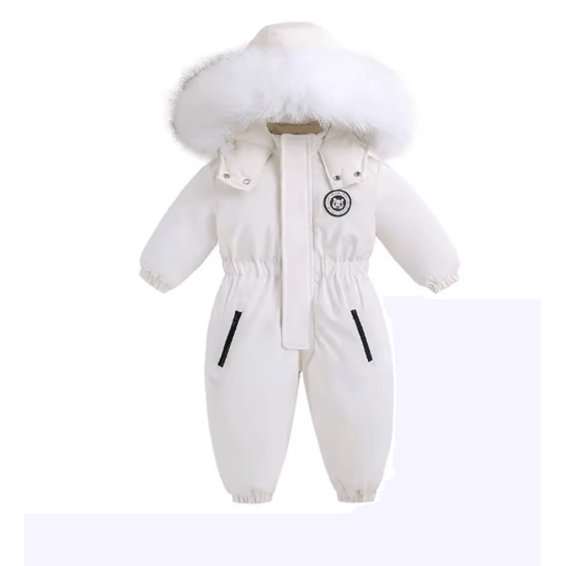 30C Thermal Baby Snowsuit Plush Fleece Winter Jumpsuit For Kids 2
