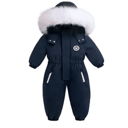 -30°c thermal baby snowsuit – plush fleece winter jumpsuit for kids