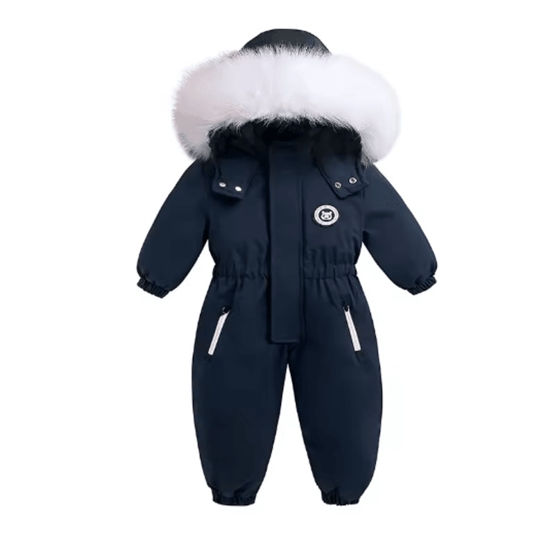 30C Thermal Baby Snowsuit Plush Fleece Winter Jumpsuit For Kids 0
