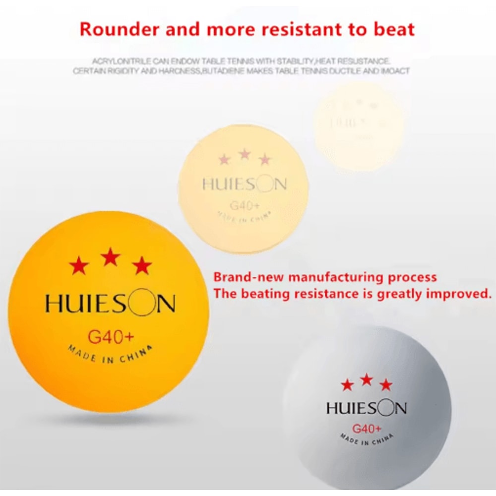 Huieson 3 Star Ping Pong Balls 50100 PCS ABS 40 New Material Table Tennis Balls Ping Pong Balls For 8