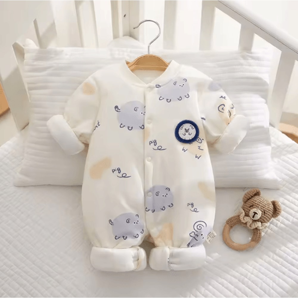 CozyCotton Newborn Winter Onesie Soft Cotton Baby Bodysuit 1