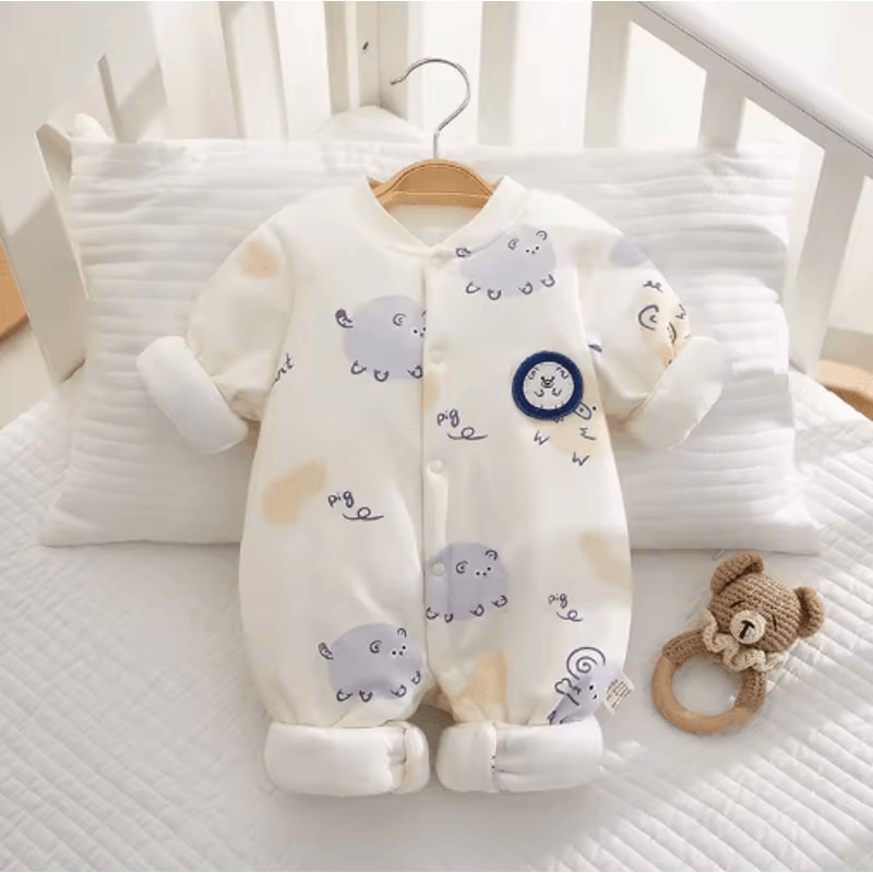 CozyCotton Newborn Winter Onesie Soft Cotton Baby Bodysuit 1