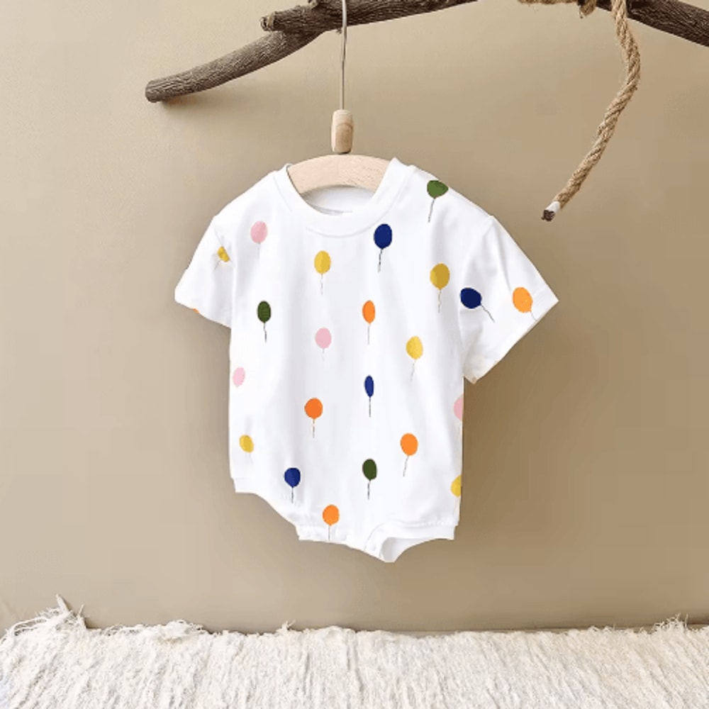 Balloon Print Baby Summer Romper Soft Cotton Infant Bodysuit 2
