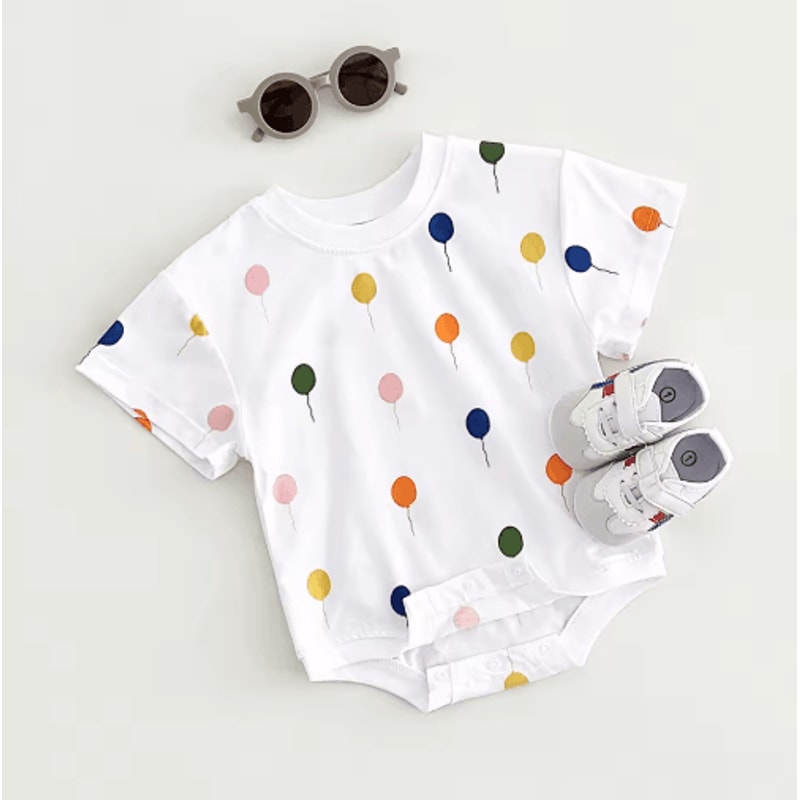 Balloon Print Baby Summer Romper Soft Cotton Infant Bodysuit 5