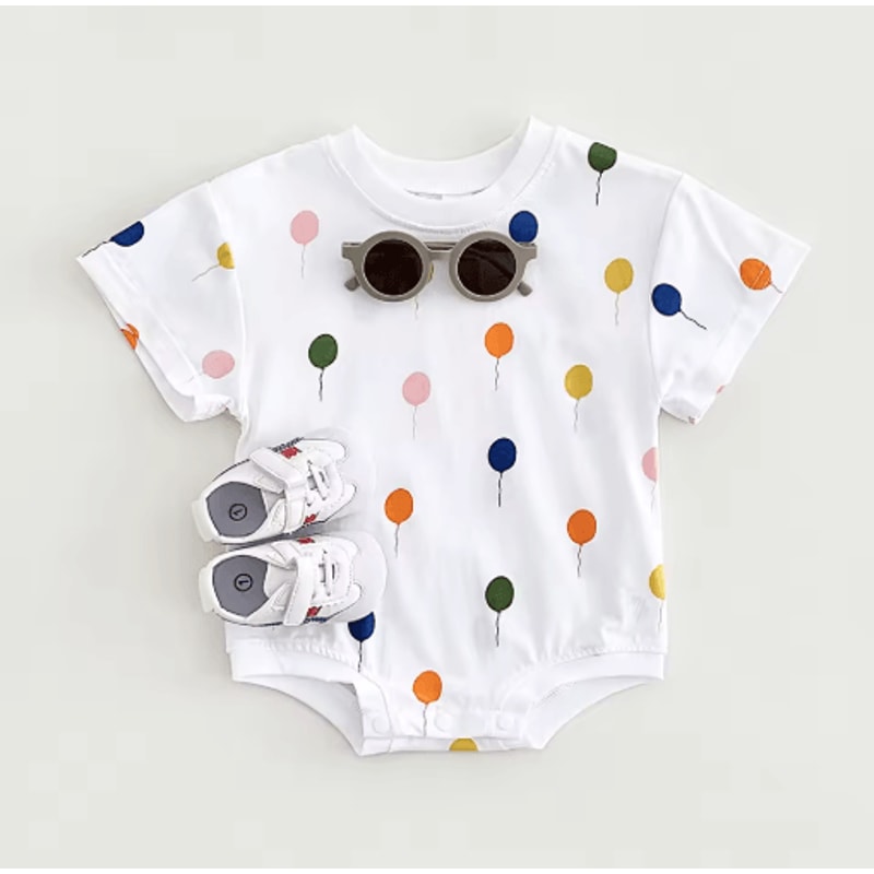 Balloon Print Baby Summer Romper Soft Cotton Infant Bodysuit 0