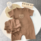 Bear Ear Baby Waffle Romper Set Cute Baby Waffle Romper With Hat 1