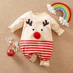 festive elk baby christmas romper – cozy baby christmas outfit