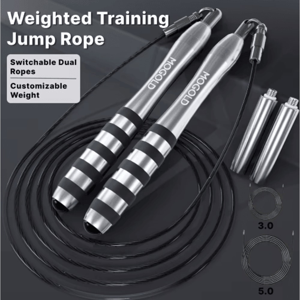 MOGOLD Premium Metal Wire Jump Rope Adjustable Fitness Jump Rope 1