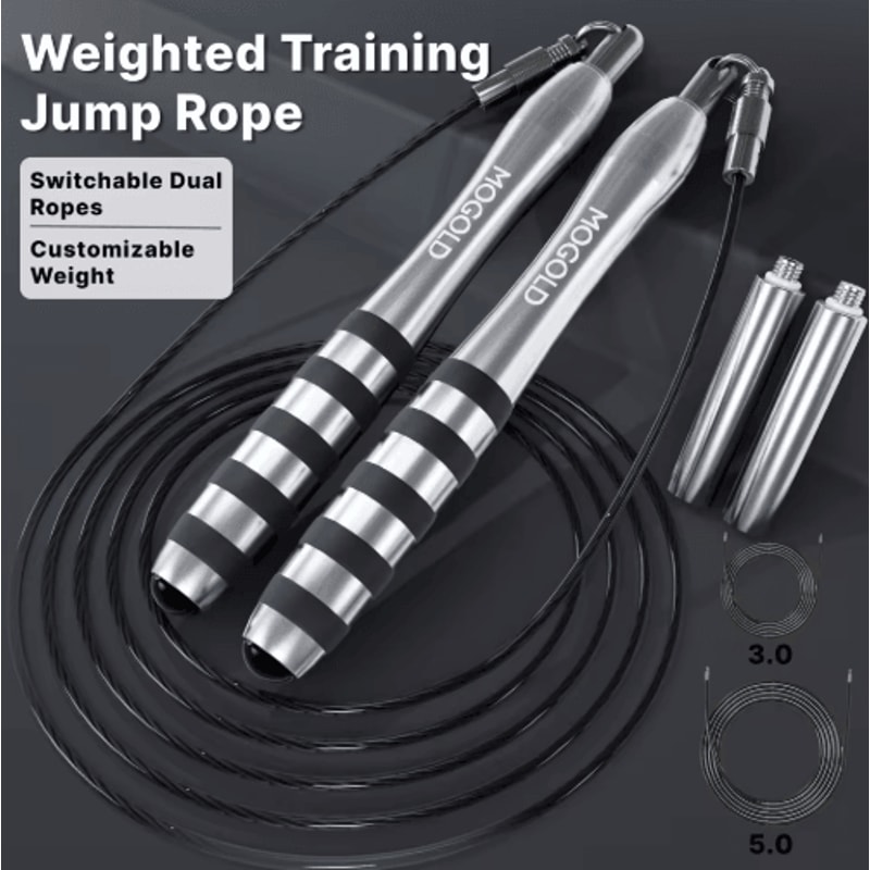 MOGOLD Premium Metal Wire Jump Rope Adjustable Fitness Jump Rope 1