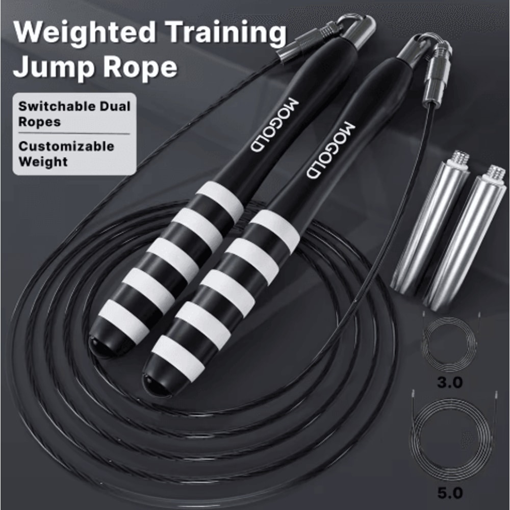 MOGOLD Premium Metal Wire Jump Rope Adjustable Fitness Jump Rope 2