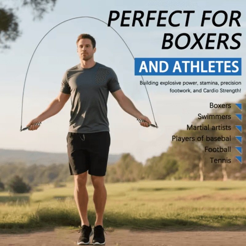 MOGOLD Premium Metal Wire Jump Rope Adjustable Fitness Jump Rope 0