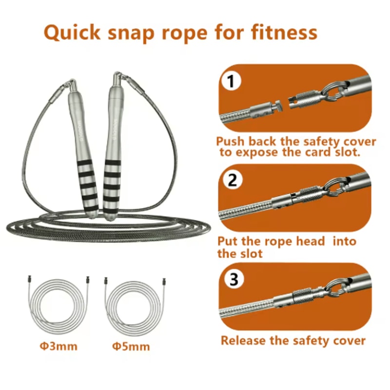 MOGOLD Premium Metal Wire Jump Rope Adjustable Fitness Jump Rope 4
