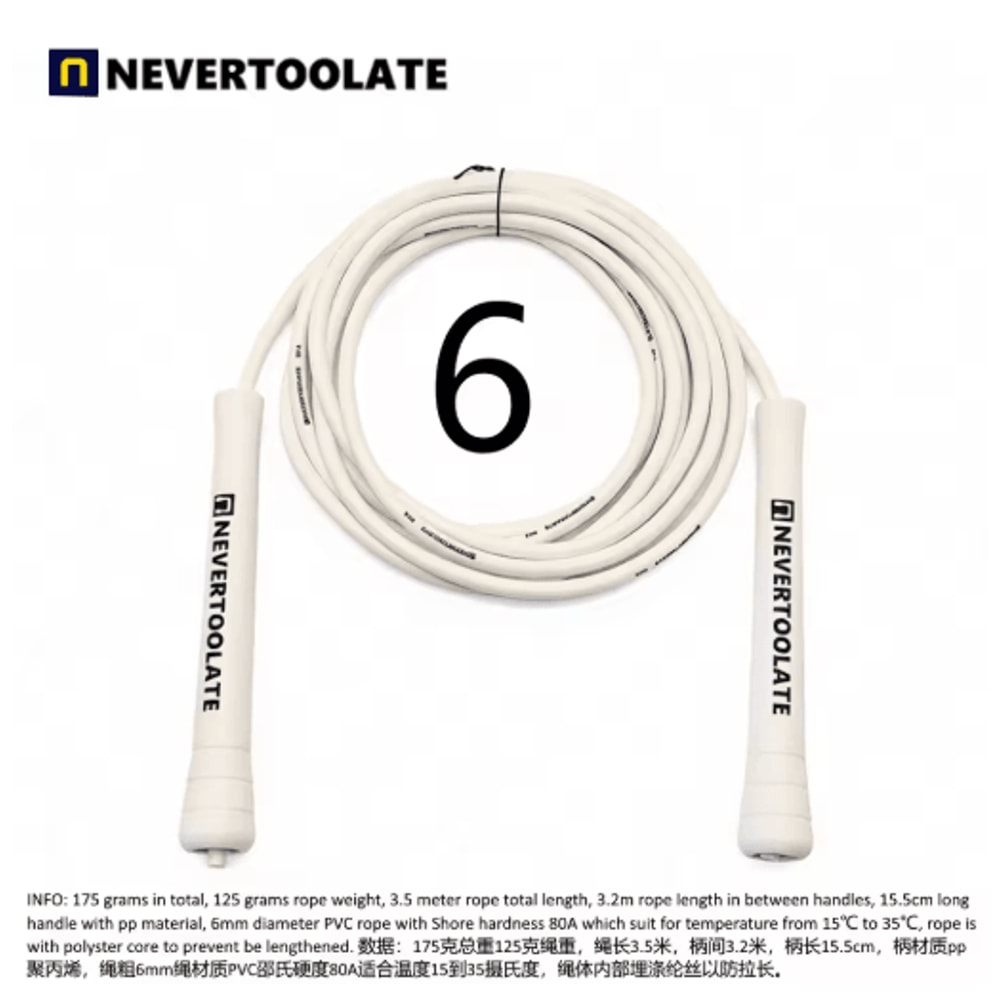 NeverTooLate PVC Fitness Skip Rope Strong PVC Skip Rope With Long Handles 12