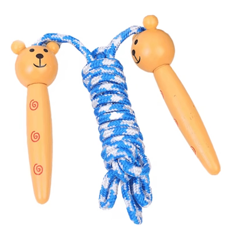 Classic Kids Cotton Jump Rope Adjustable Kids Jump Rope With Wooden Handles 2