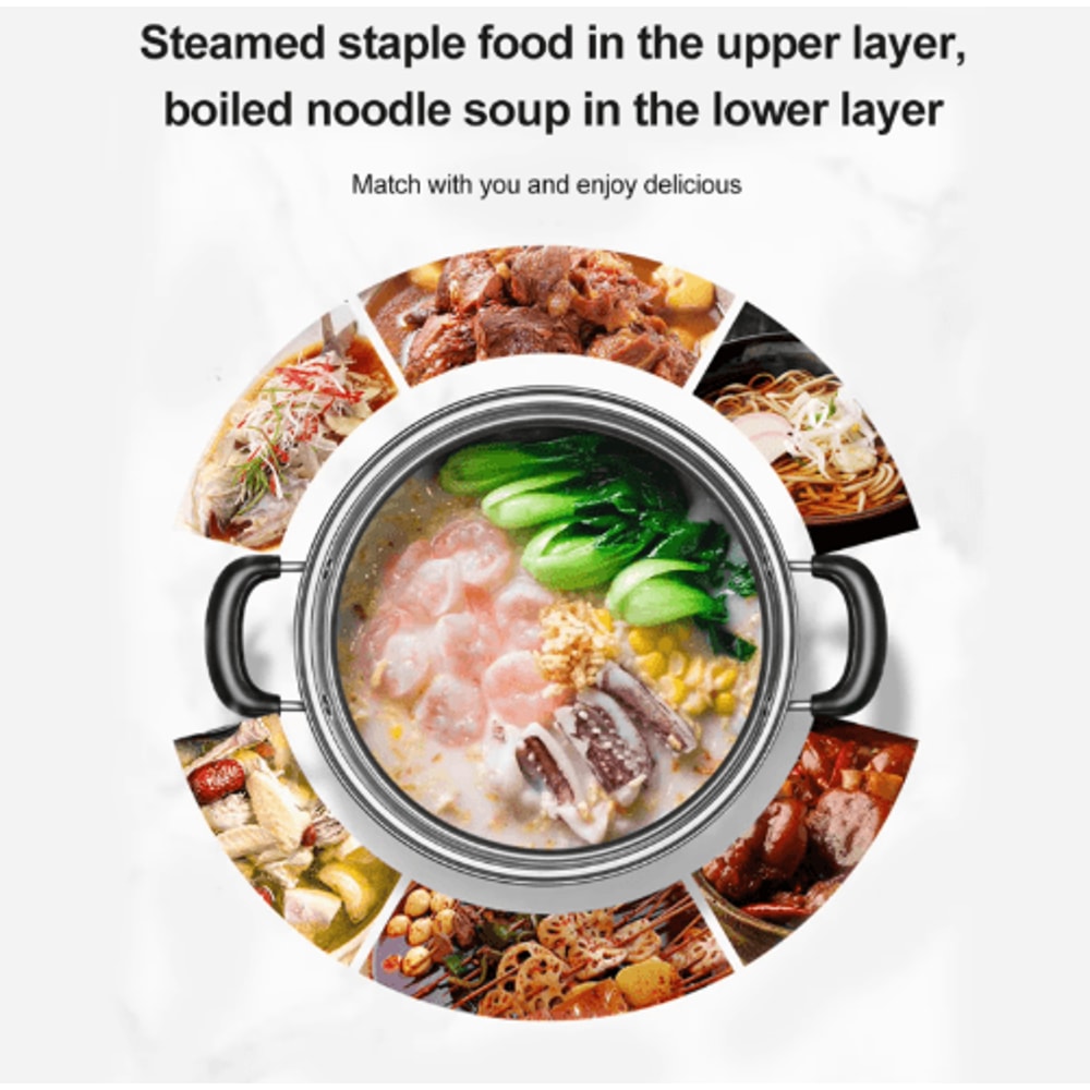 2Layer Stainless Steel Steamer Pot MultiUse Double Boiler Pot 4