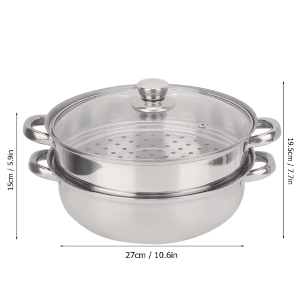 2Layer Stainless Steel Steamer Pot MultiUse Double Boiler Pot 5