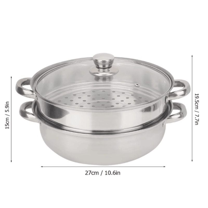 2Layer Stainless Steel Steamer Pot MultiUse Double Boiler Pot 5