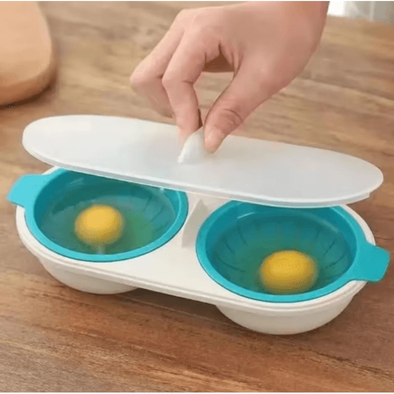 QuickCook Microwave Egg Poacher Easy Microwave Egg Poacher Double Cup 0