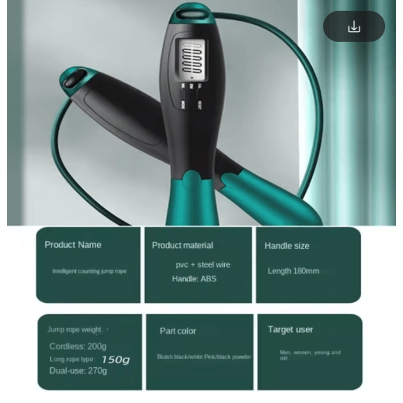 SmartFit Cordless Digital Jump Rope LCD Smart Jump Rope With Counter 18