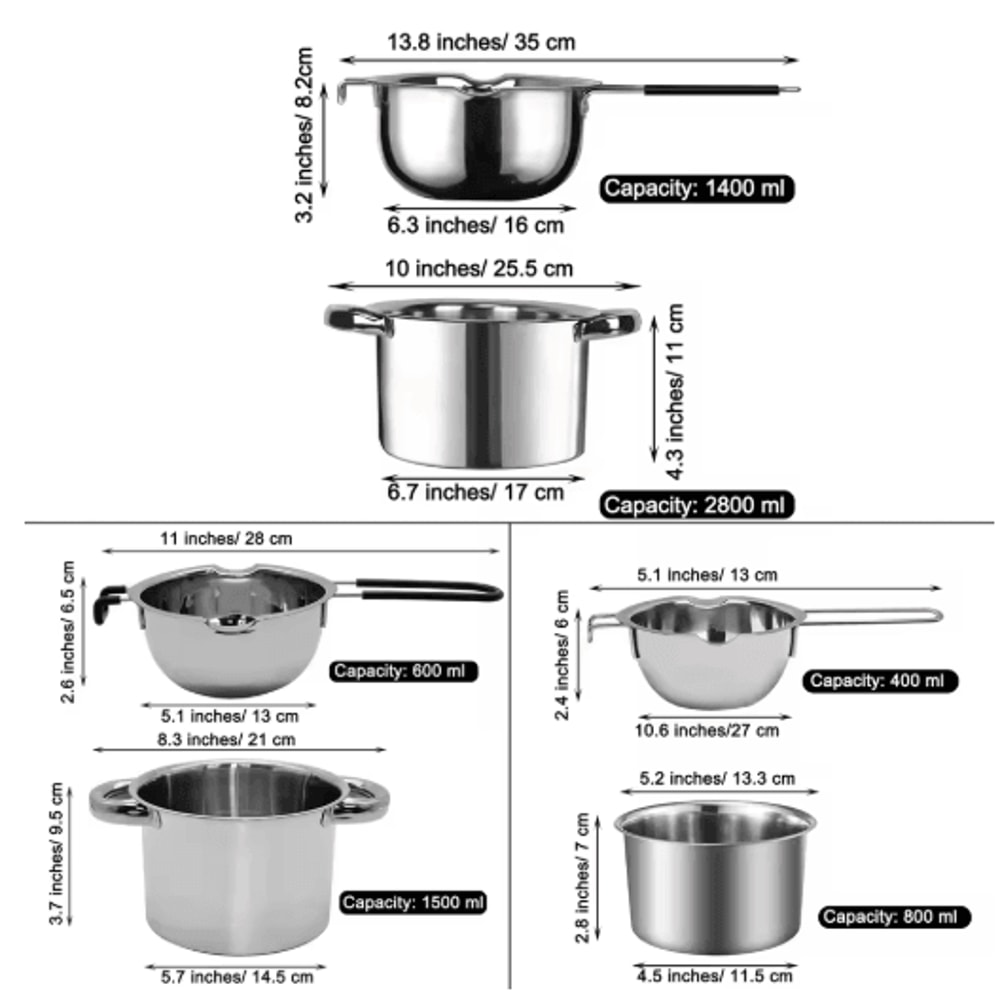 Stainless Steel Double Boiler Melting Pot Large Capacity Chocolate Melting Pot For Butter Candy But 3