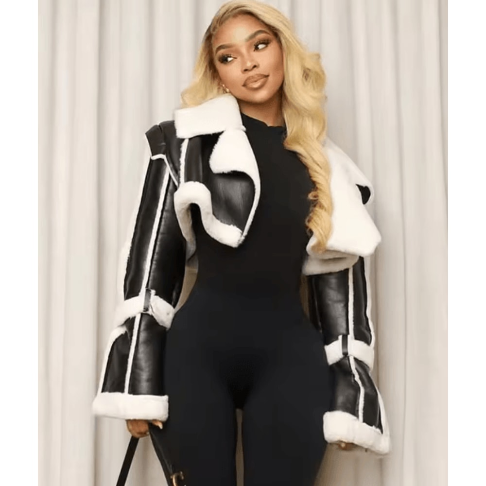 Weird Puss Furry Patchwork Women Crop Jacket Hipster Full Sleeve Open Stitch Hipster Streetwear War 3