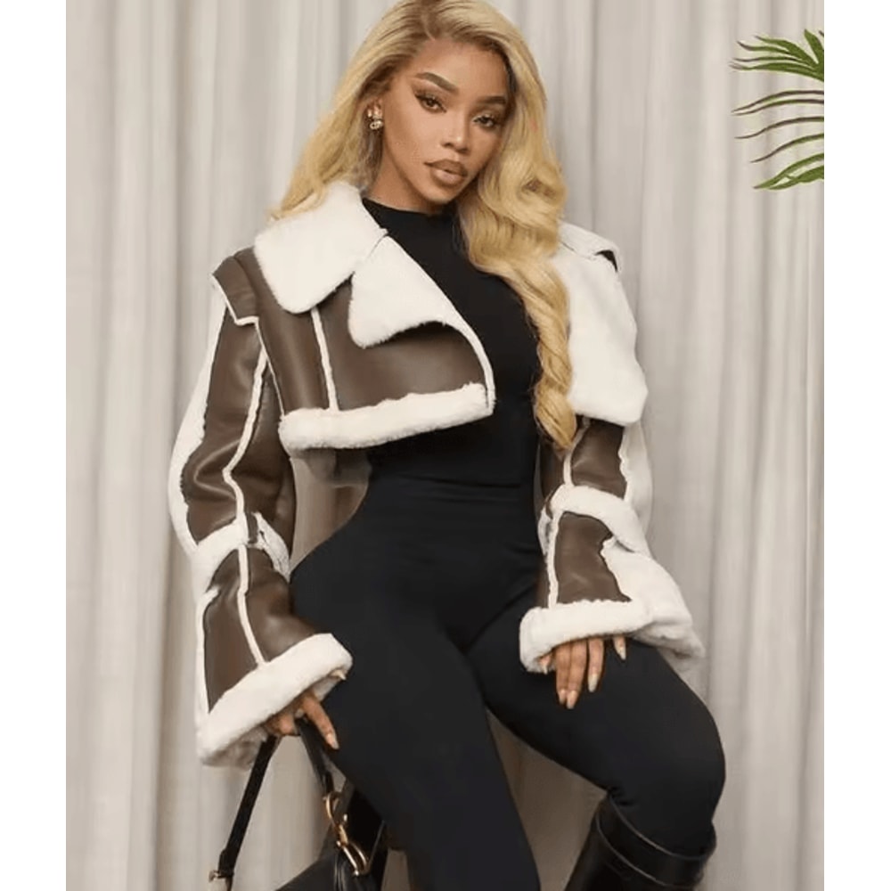 Weird Puss Furry Patchwork Women Crop Jacket Hipster Full Sleeve Open Stitch Hipster Streetwear War 4