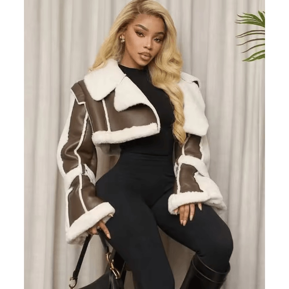 Weird Puss Furry Patchwork Women Crop Jacket Hipster Full Sleeve Open Stitch Hipster Streetwear War 6