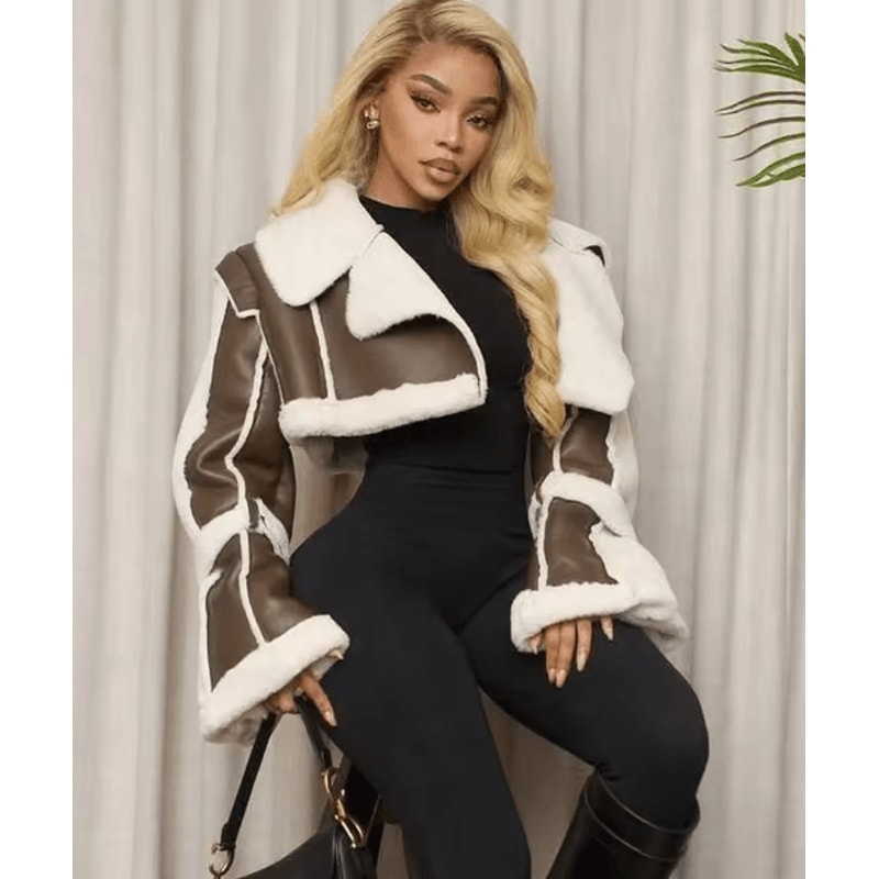 Weird Puss Furry Patchwork Women Crop Jacket Hipster Full Sleeve Open Stitch Hipster Streetwear War 6