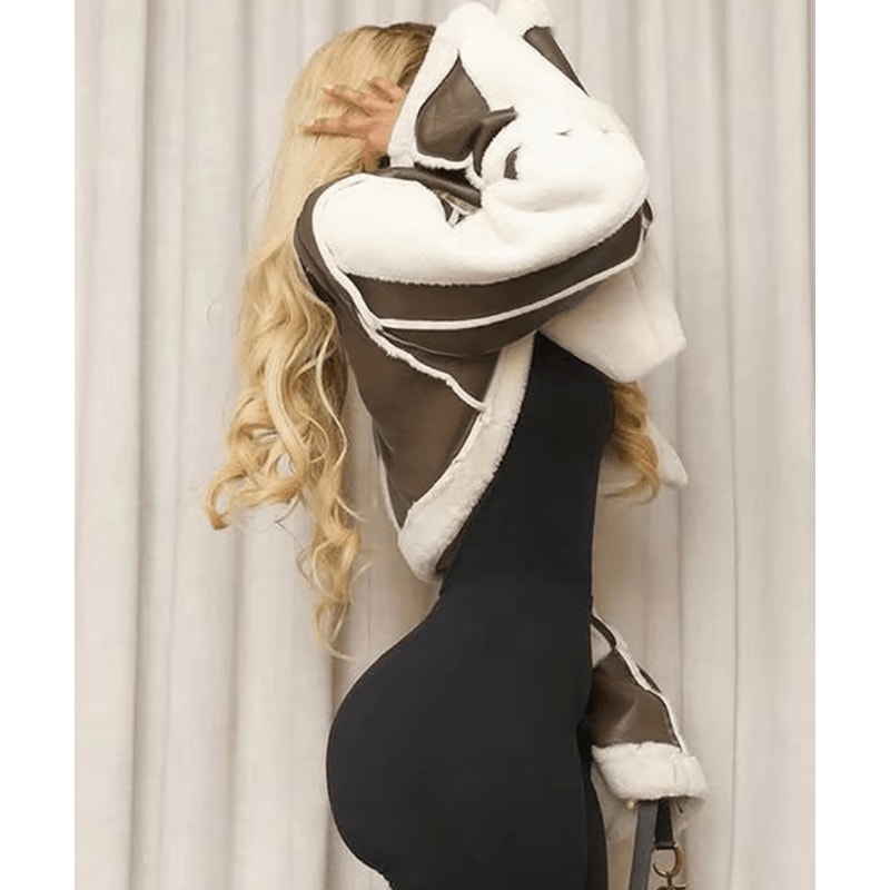 Weird Puss Furry Patchwork Women Crop Jacket Hipster Full Sleeve Open Stitch Hipster Streetwear War 7