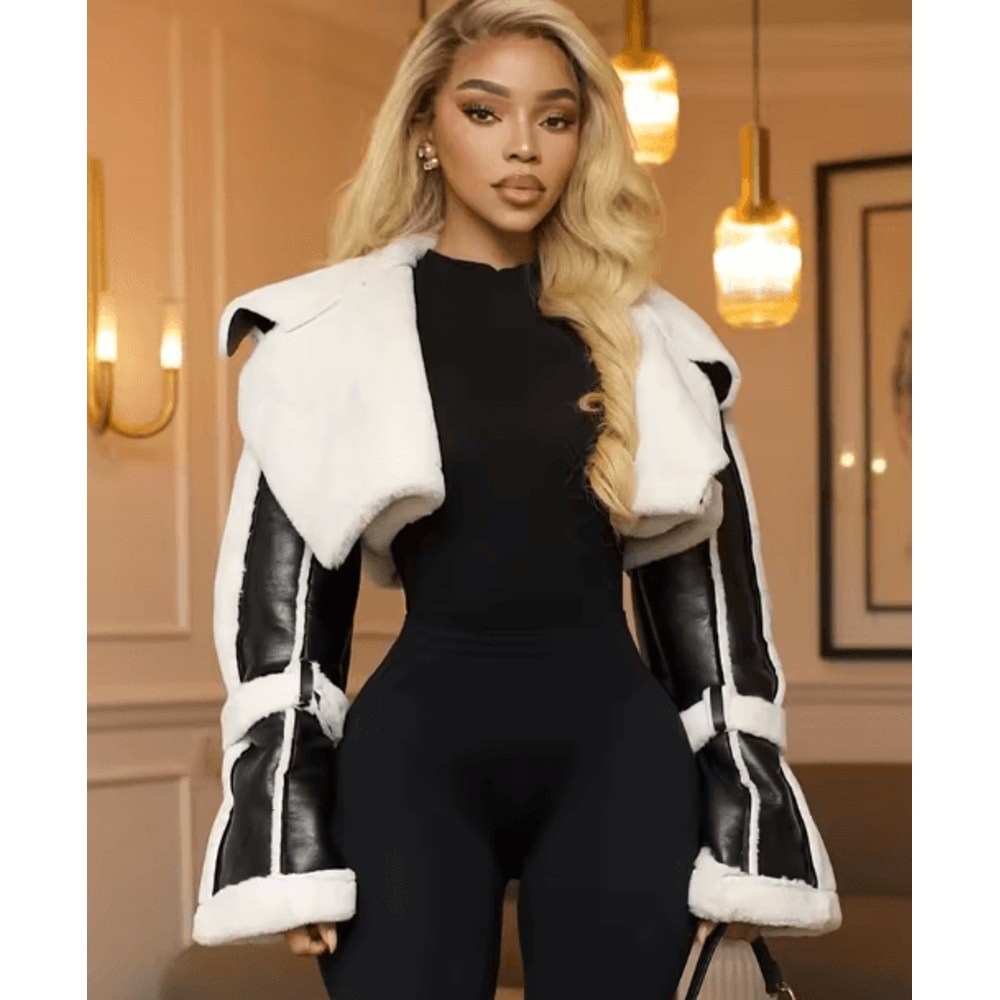 Weird Puss Furry Patchwork Women Crop Jacket Hipster Full Sleeve Open Stitch Hipster Streetwear War 0