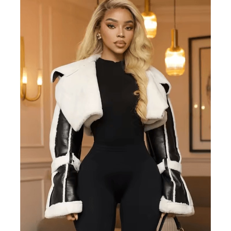 Weird Puss Furry Patchwork Women Crop Jacket Hipster Full Sleeve Open Stitch Hipster Streetwear War 0