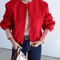MUJER Red Zipper Bomber Jackets For Women Soft Cropped Jackets Woman 2025 Long Sleeve Womans Sports 6