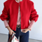 MUJER Red Zipper Bomber Jackets For Women Soft Cropped Jackets Woman 2025 Long Sleeve Womans Sports 6