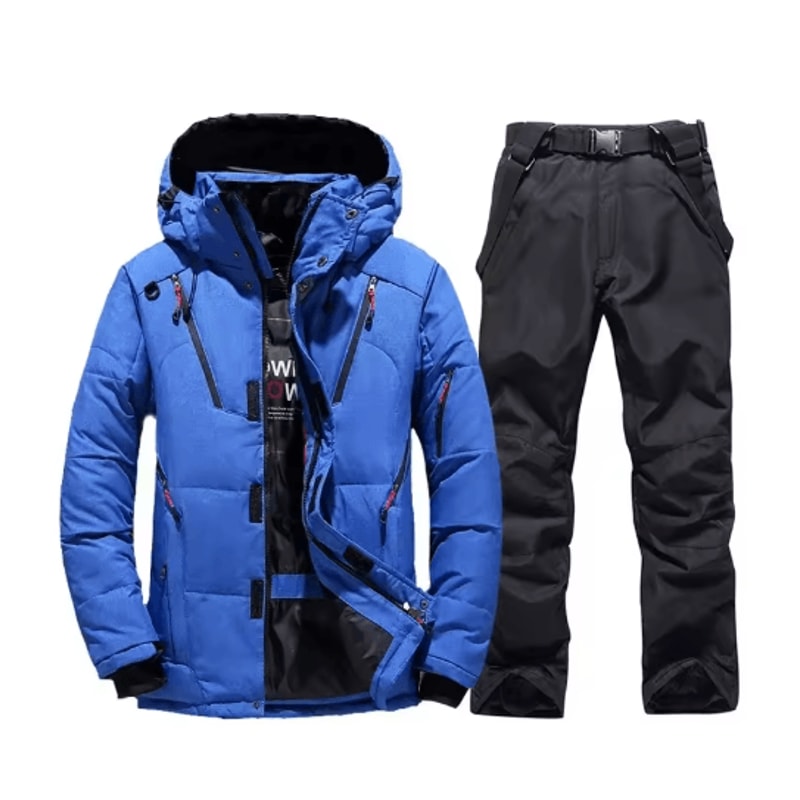 Mens Thermal Ski Suit Set Waterproof Down Jacket Snowboard Bib Pants 3