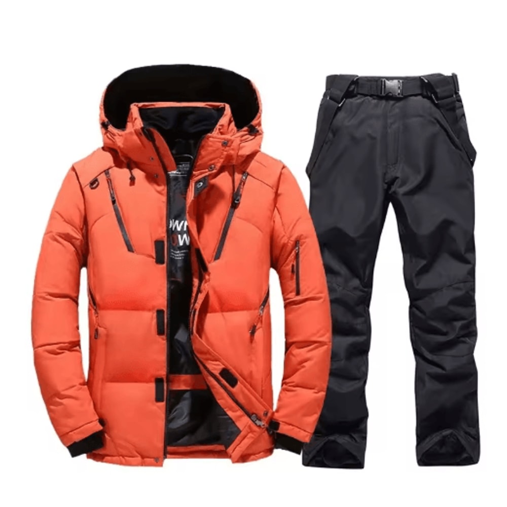 Mens Thermal Ski Suit Set Waterproof Down Jacket Snowboard Bib Pants 4