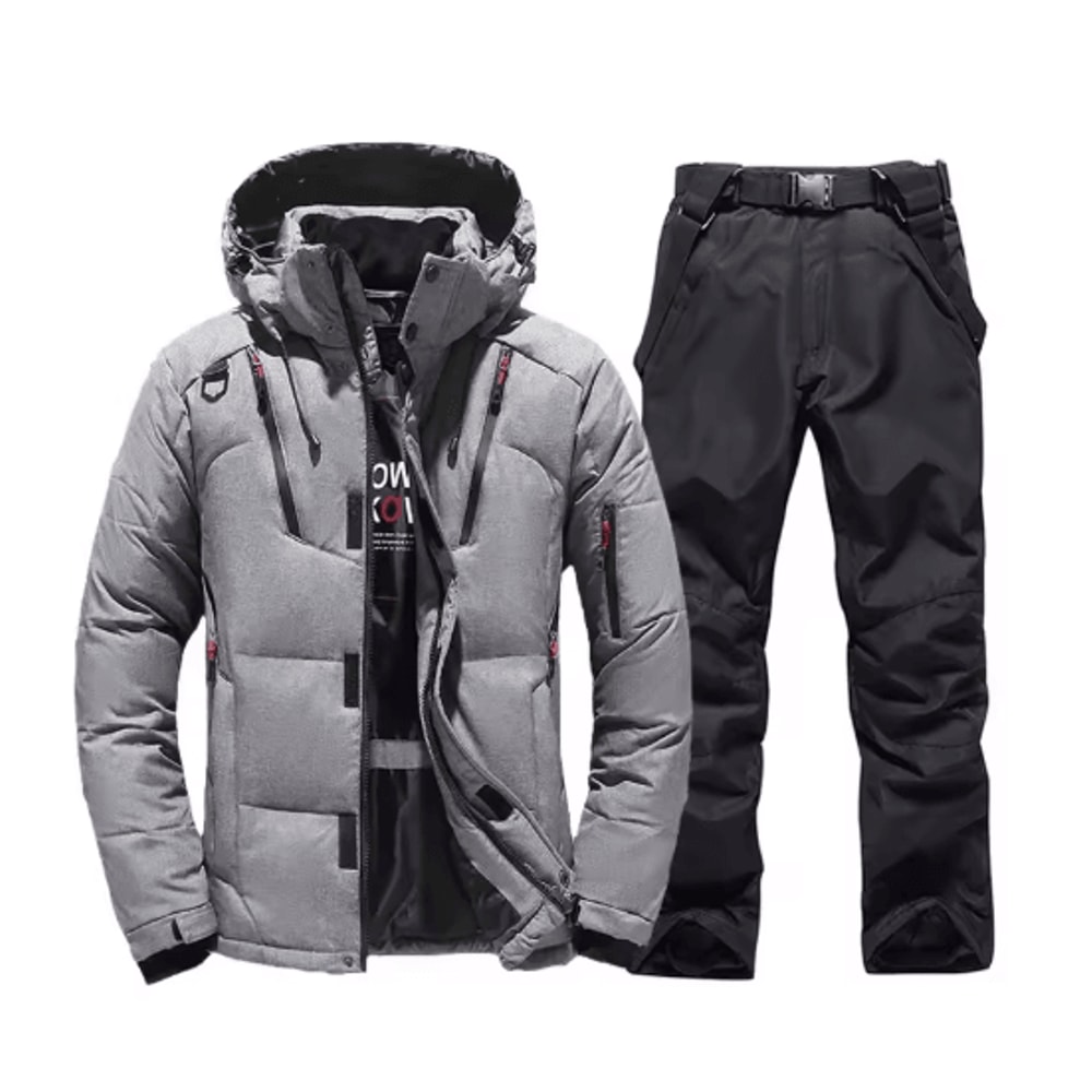 Mens Thermal Ski Suit Set Waterproof Down Jacket Snowboard Bib Pants 5