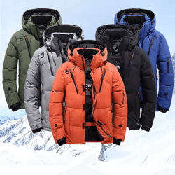 mens thermal ski suit set waterproof down jacket & snowboard bib pants